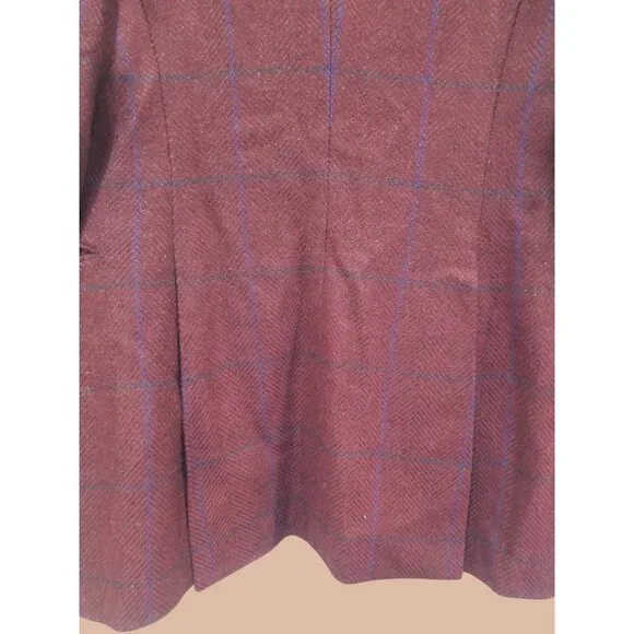 Kiton Womens Burgundy Plaid Blazer SizeEU  44 100% Cashmere New Without Tags. - Picture 8 of 15